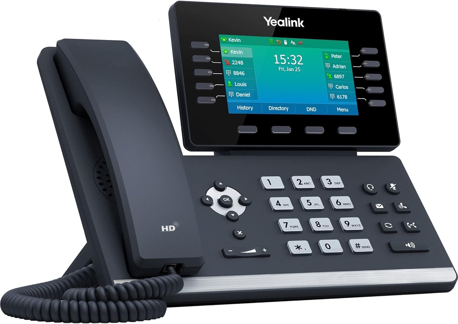 Yealink T54W IP Phone, 16 VoIP Accounts. 4.3-Inch Color Display – Black