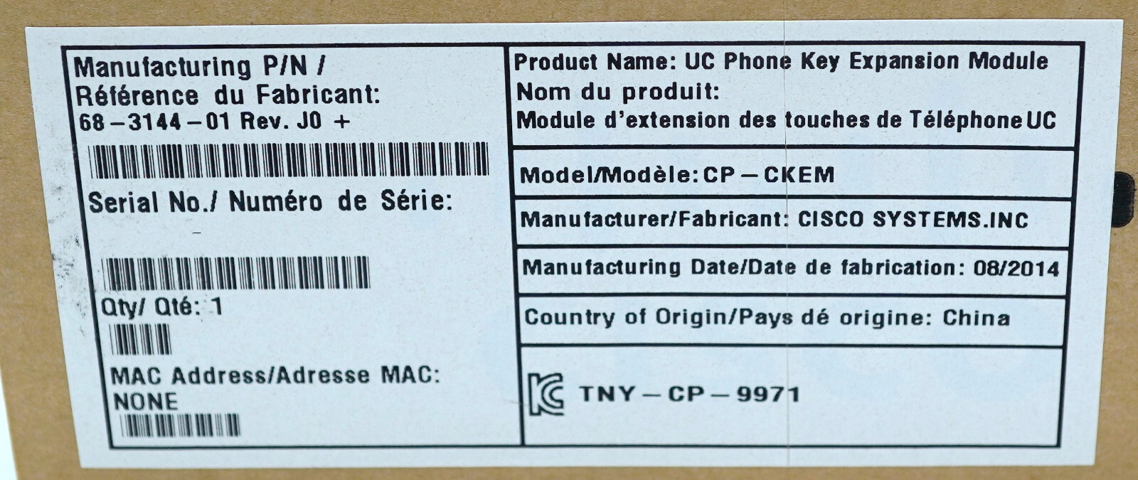 Cisco CP-CKEM-C Unified IP Color Key Expansion Module