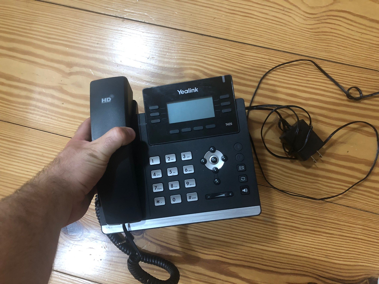 Lot Of 3 Yealink SIP-T42S Corded IP Phone Black w/EHS36 Attachment Factory Reset