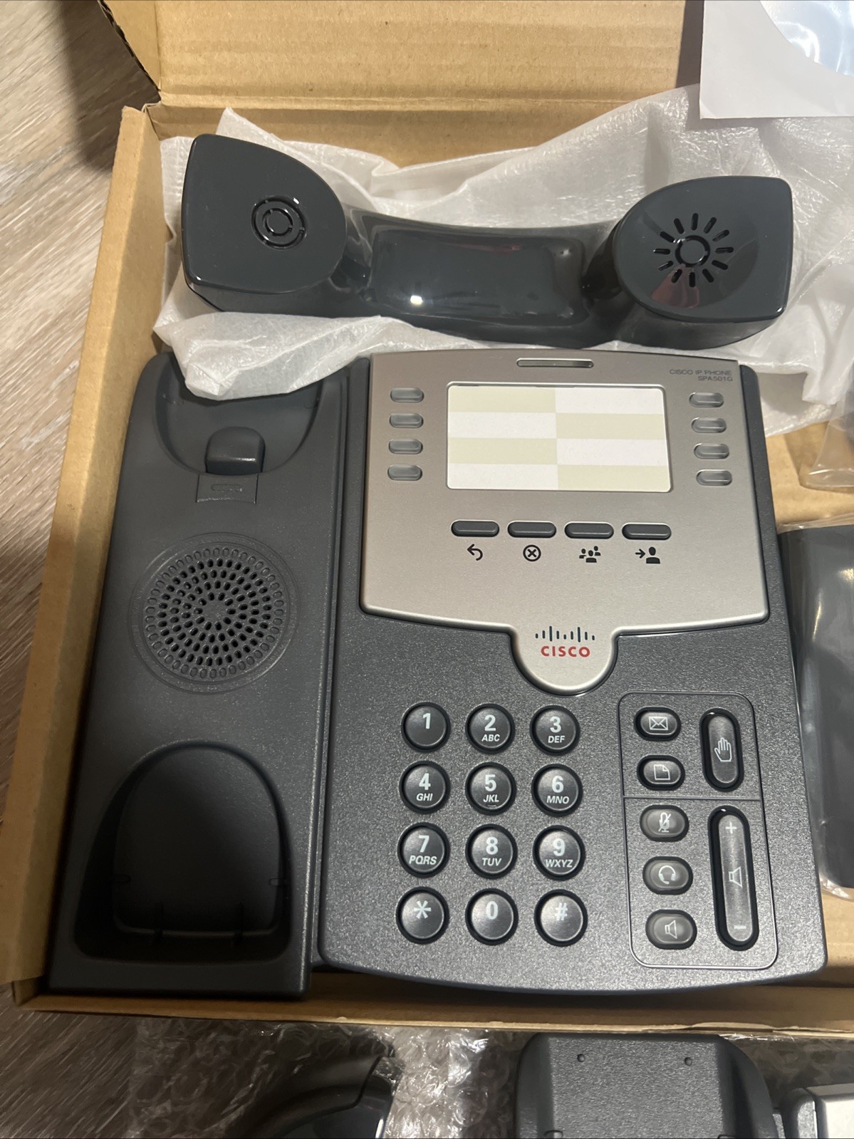 Lot Of 2 Cisco IP Phones SPA501G. Missing Headphone Cords & Power Adapters.