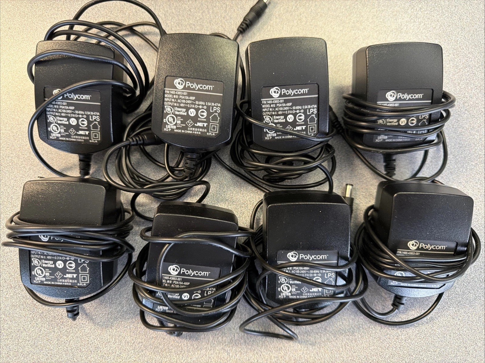 Lot Of 8 Polycom PSA15A-480P 48V 0.31A ~ Charger Power Supply Wall Adapters