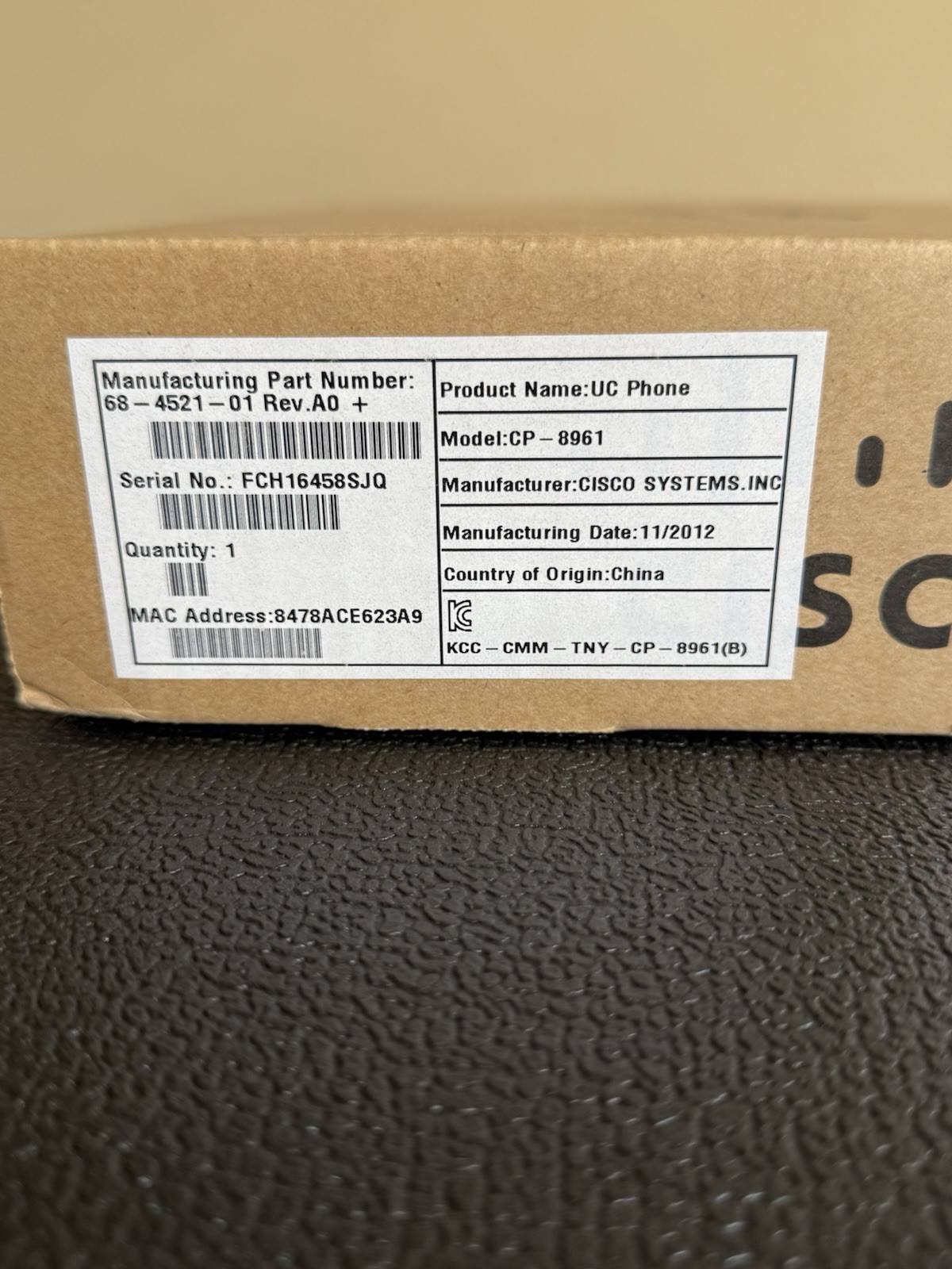 – Cisco 8961 IP Phones CP-8961-C-K9 (5989)