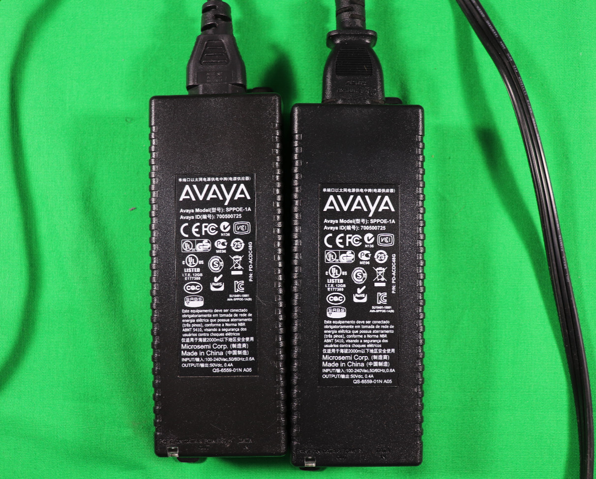 Avaya PoE Power Injector Adapters SPPOE-1A IP Phone Single Port – Pair