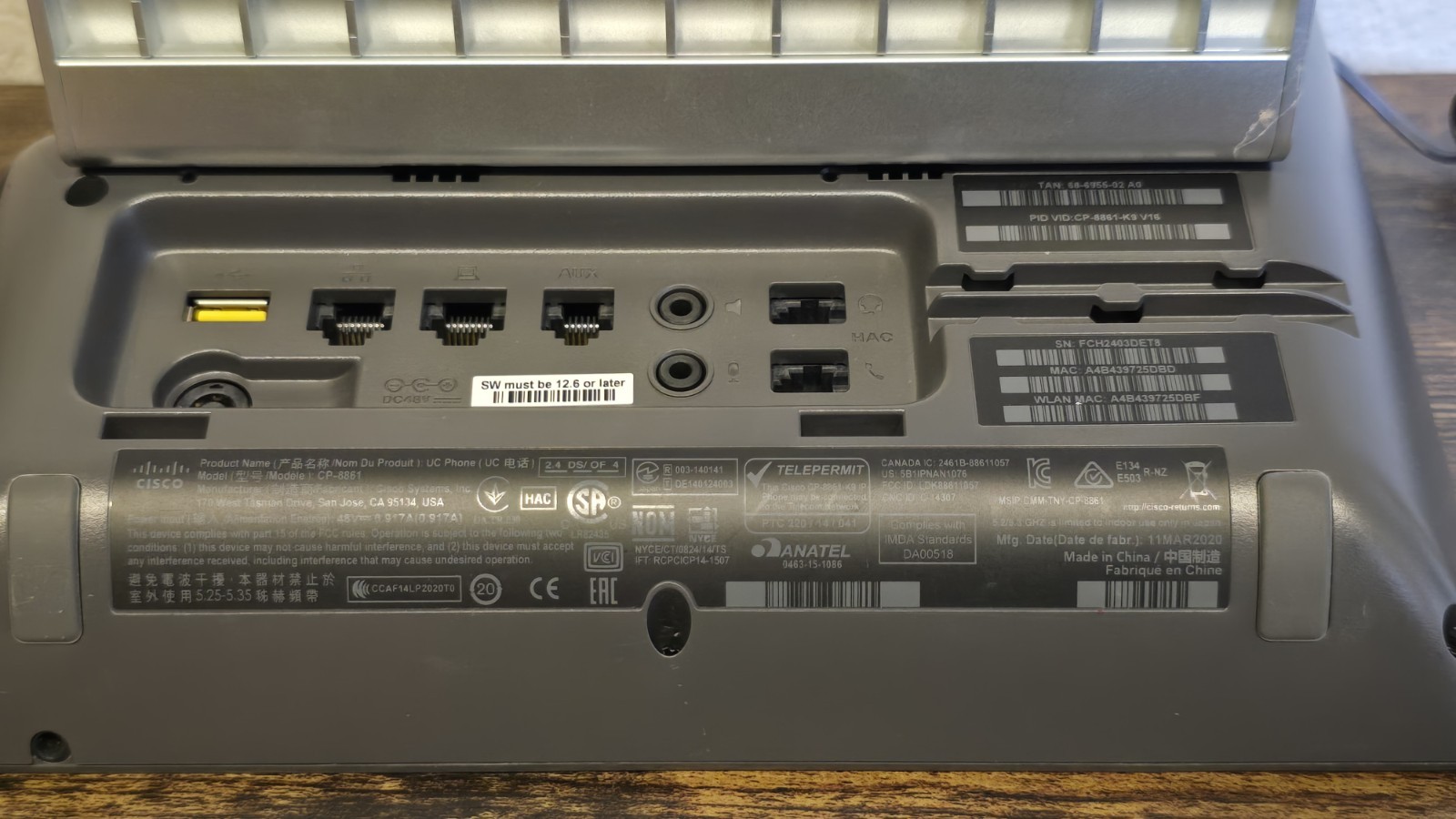 Cisco 8861 Gigabit IP VoIP Phone CP-8861-K9 Untested
