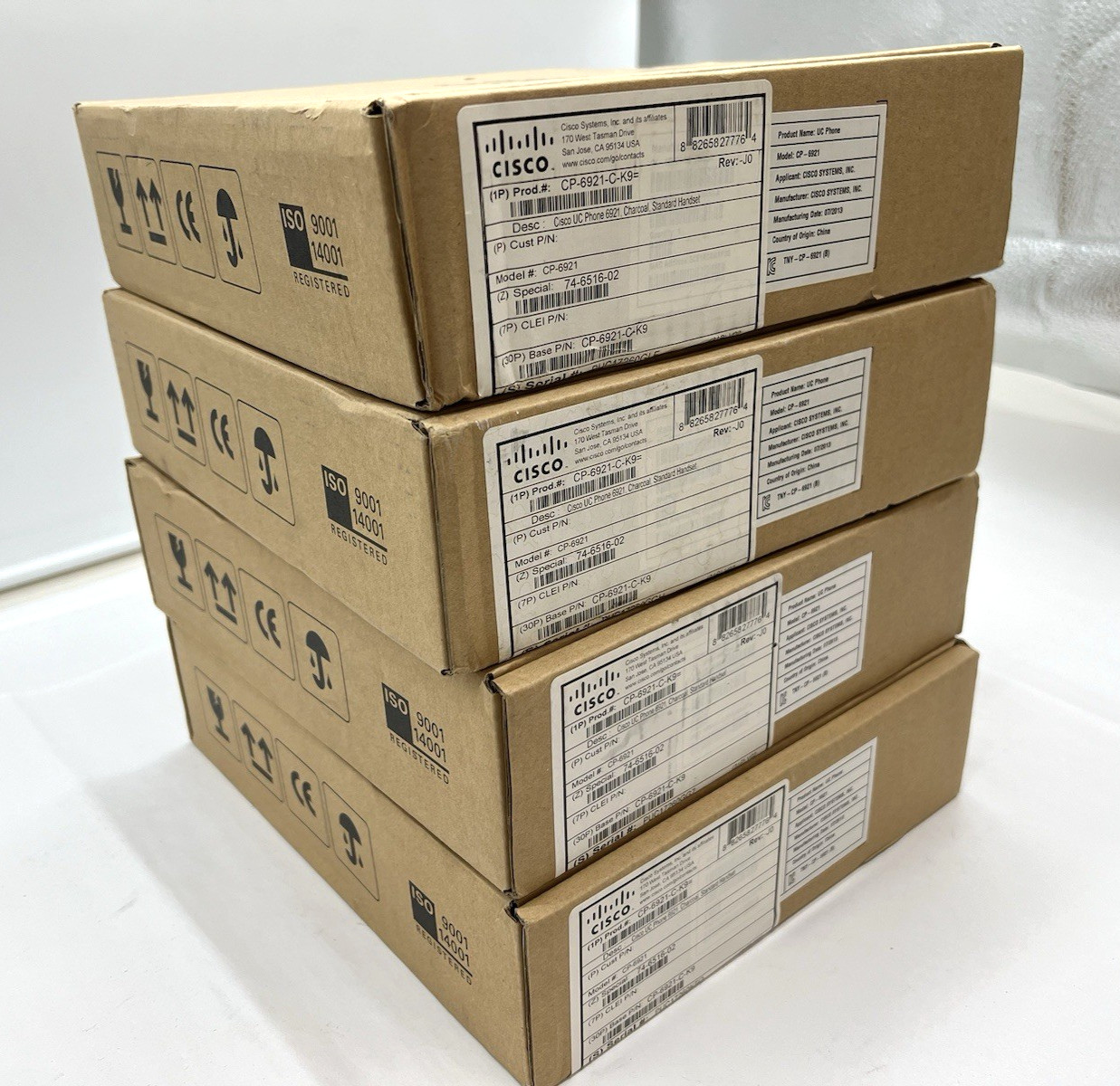 Lot of (4) Cisco UC Phone 6921 IP VOIP Phone CP-6921-C-K9 Charcoal NEW