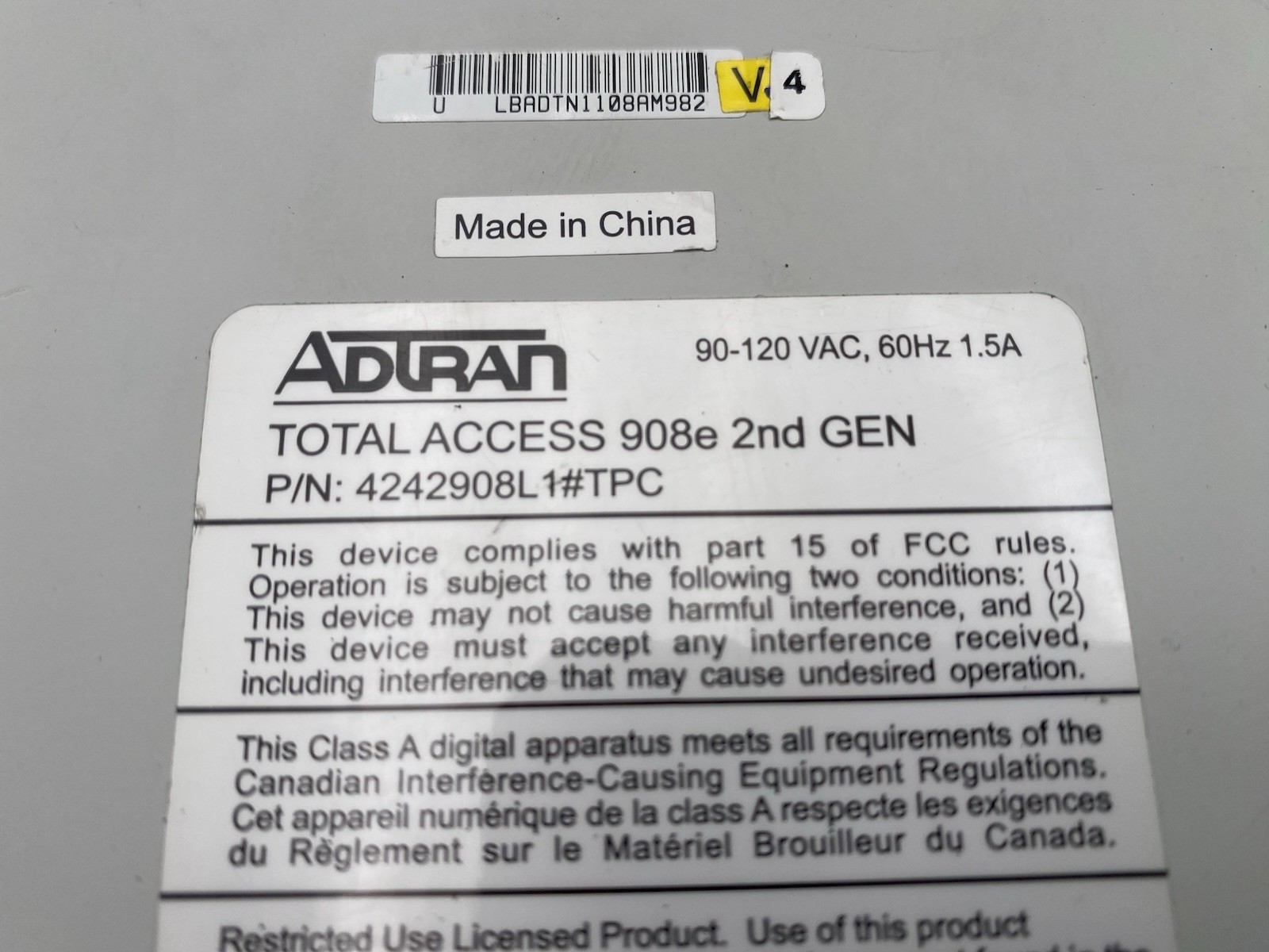 Adtran Total Access 908E 2nd Gen 4242908L1 Network Gateway