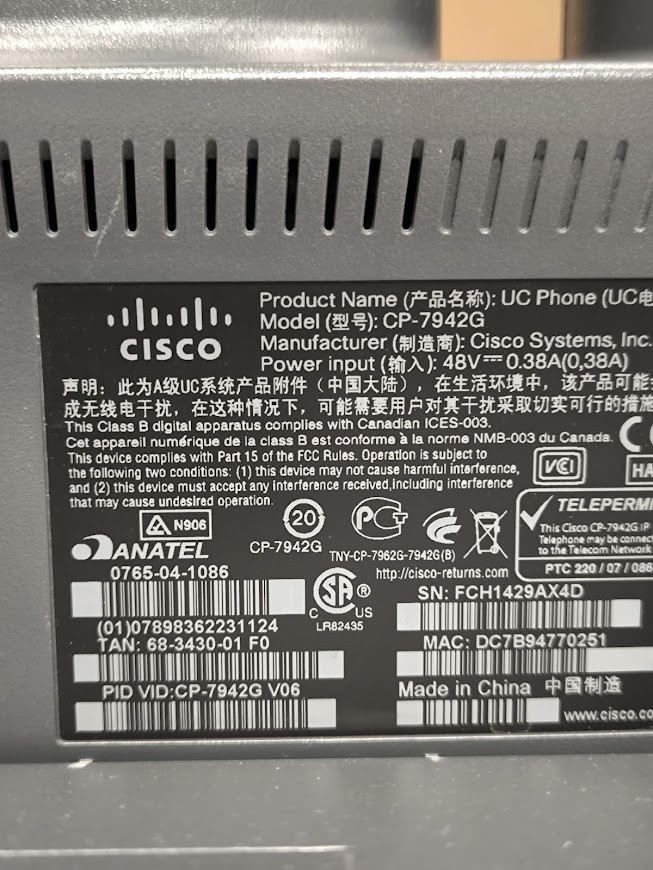 Cisco CP-7942G Unified IP Phone – Used, Working, Signs of Wear