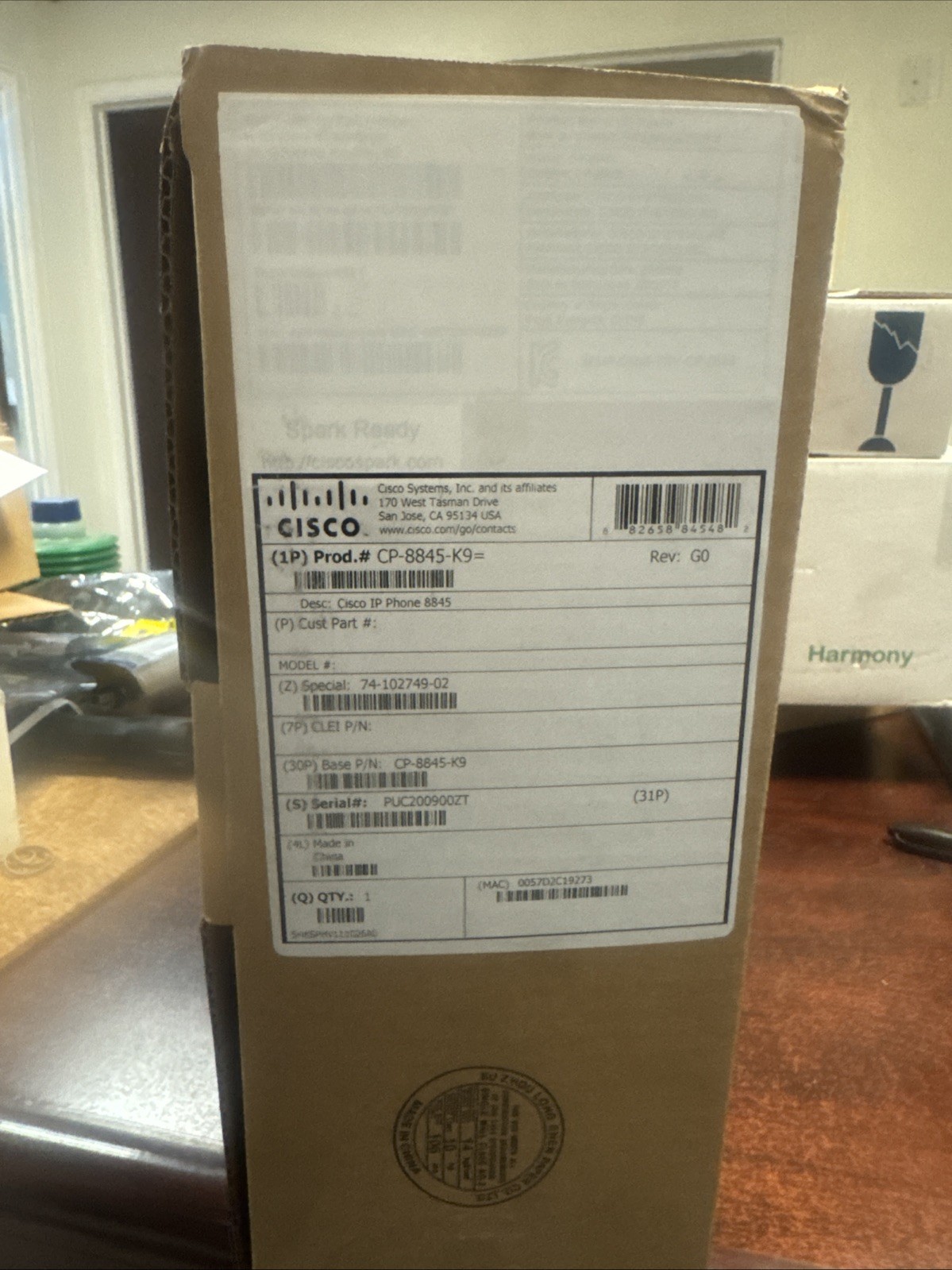 Cisco CP‑8845‑K9 IP Phone 8845 Gigabit VoIP HD Video PoE Color Display
