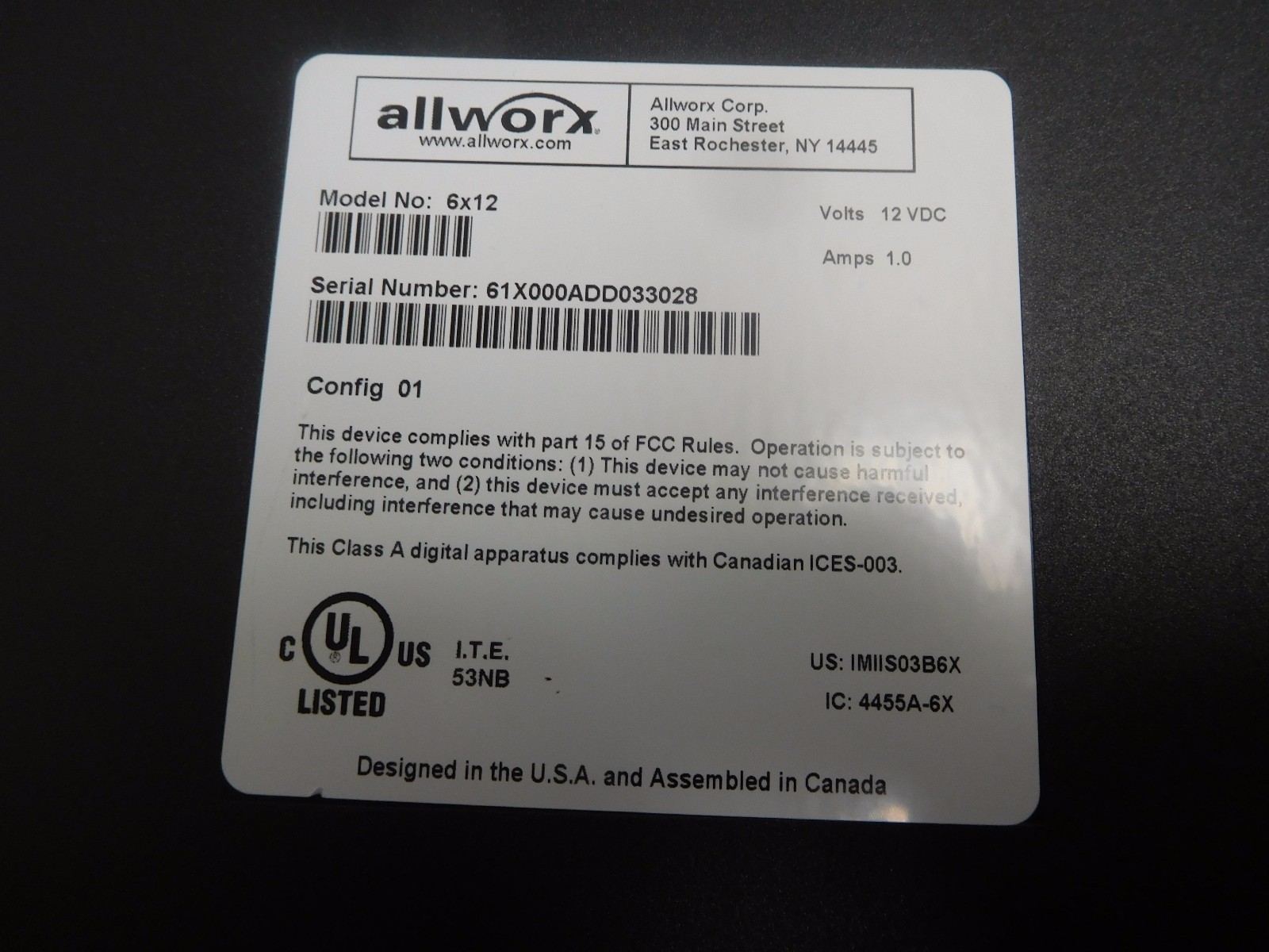 Allworx 6×12 VoiP 8200068 Call Assistant Multi-Site Branch