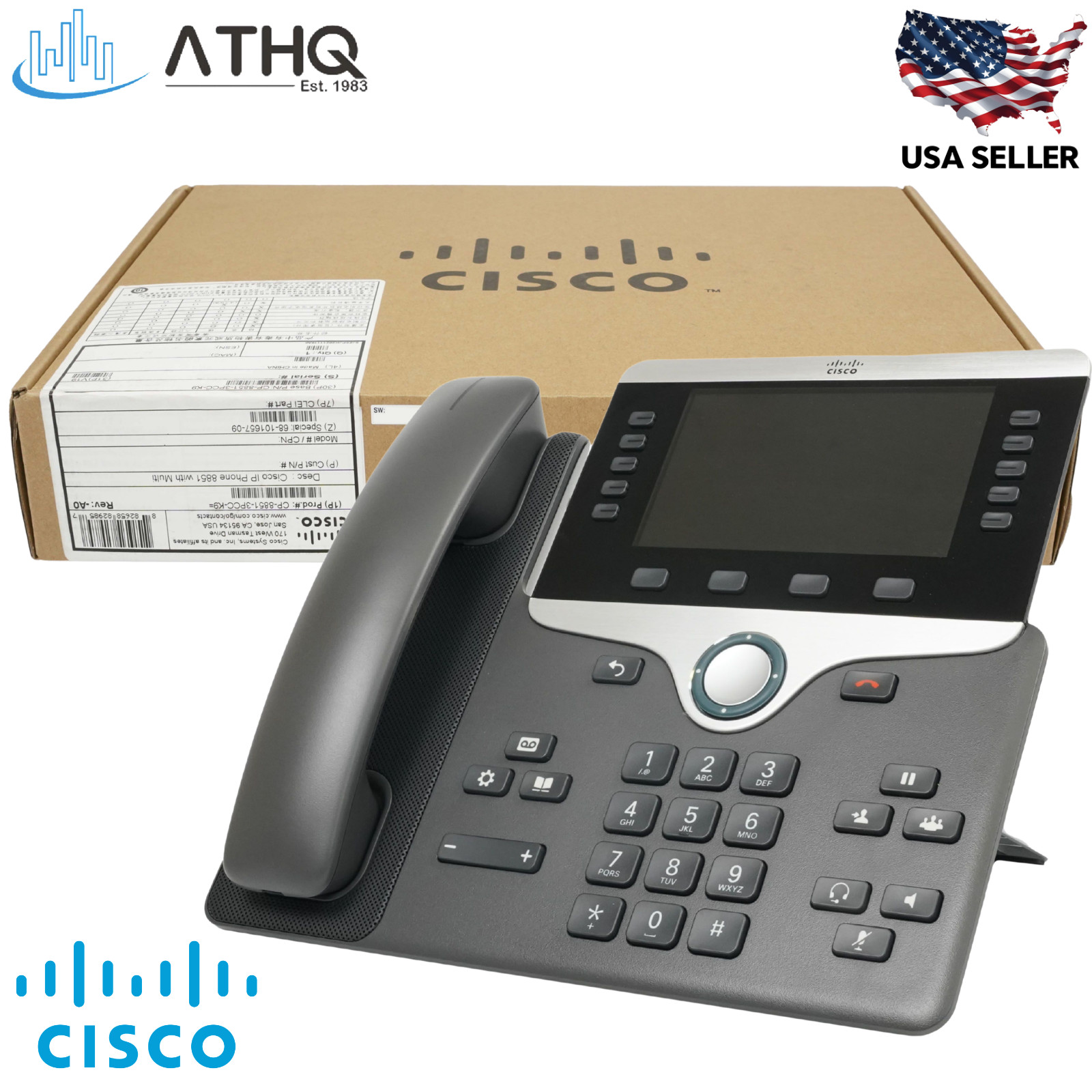 Cisco CP-8851-3PCC-K9 IP Phone 8851 Multiplatform MPP Gigabit PoE 5″ Color – NEW