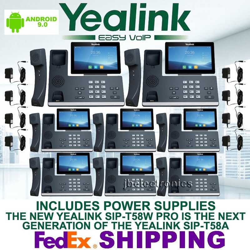 YEALINK SIP-T58W PRO IP PHONE WIFI BLUETOOTH ANDROID-8 PHONES – 8 POWER SUPPLIES