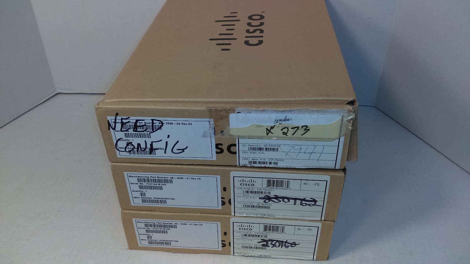 Lot of 3 Cisco Unified IP Phones (Two CP-7942G & One CP-7941G)