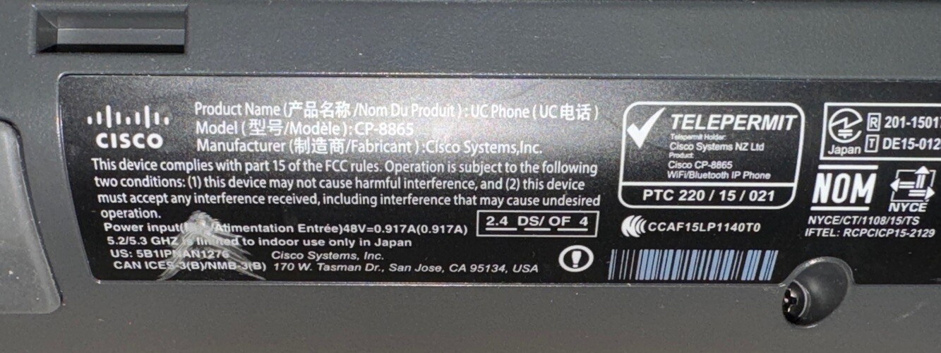 Cisco IP UC Phones 8865 w/ 8800 Key Expansion Module, Blue Tooth & Video Camera
