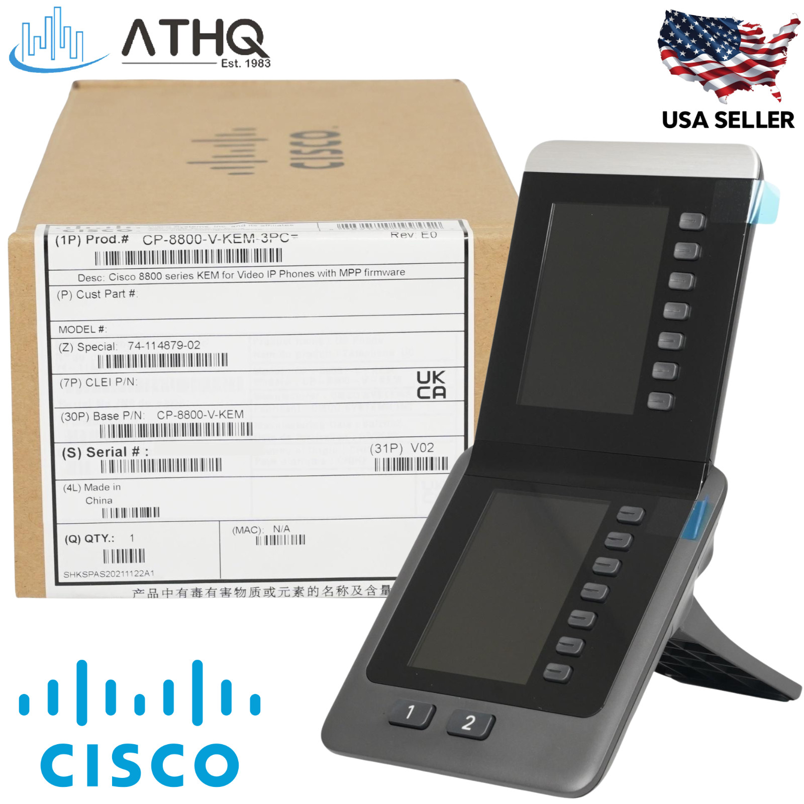 Cisco CP-8800-V-KEM-3PC Video Key Expansion Module 28-Key 8865 MPP IP Phone NEW