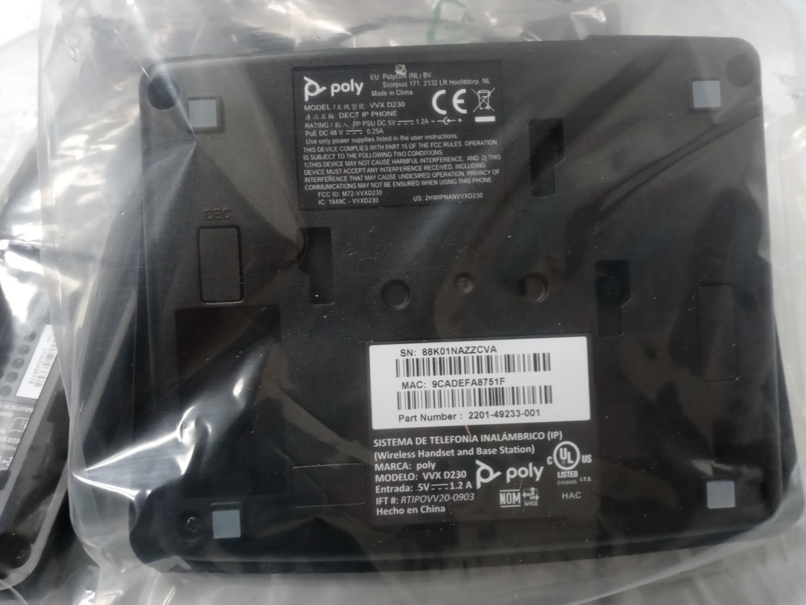 Polycom VVX D230 DECT IP Phone Kit 2200-49230-001