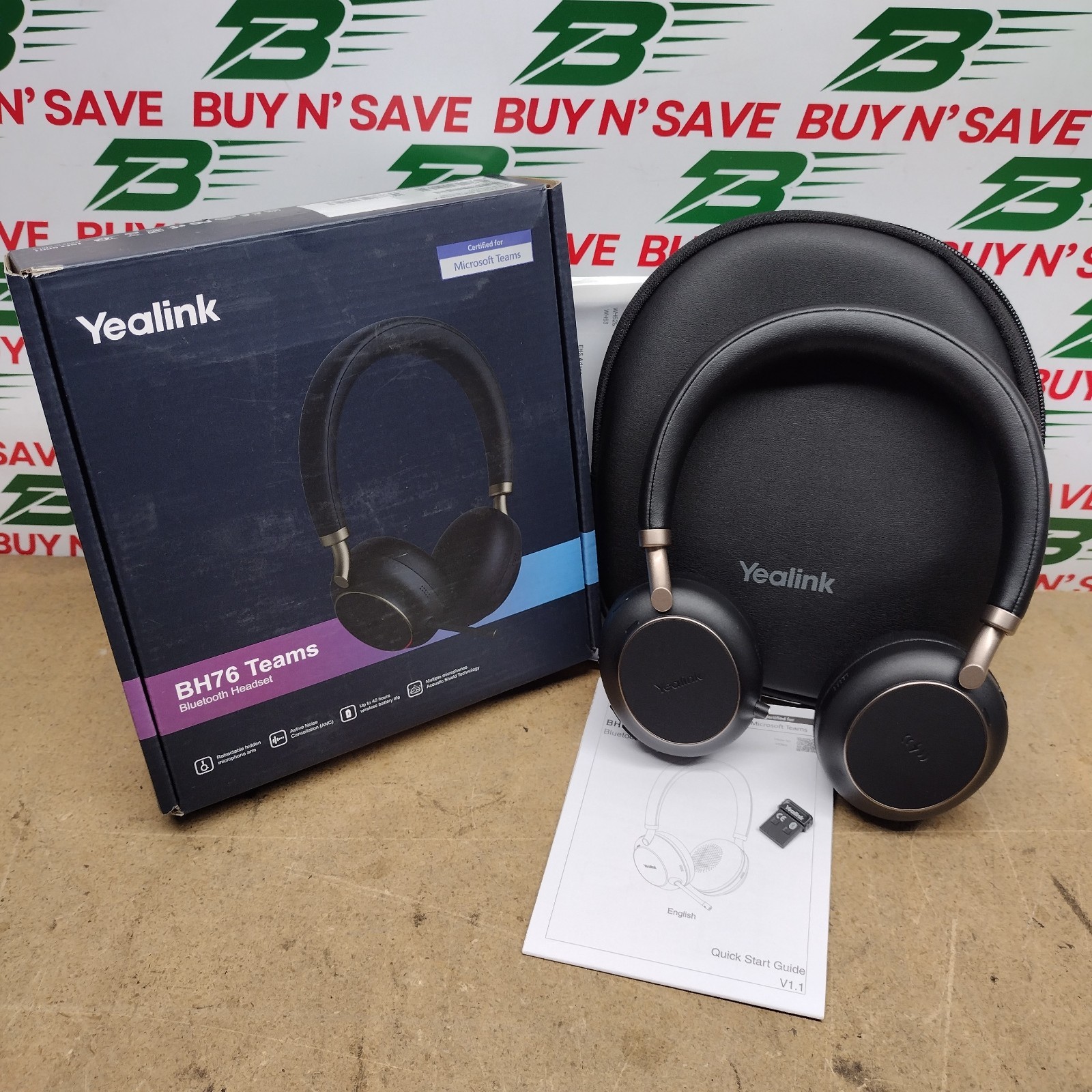 Yealink BH76 Teams Bluetooth Headset Black USB-A BHD762 – Open Box