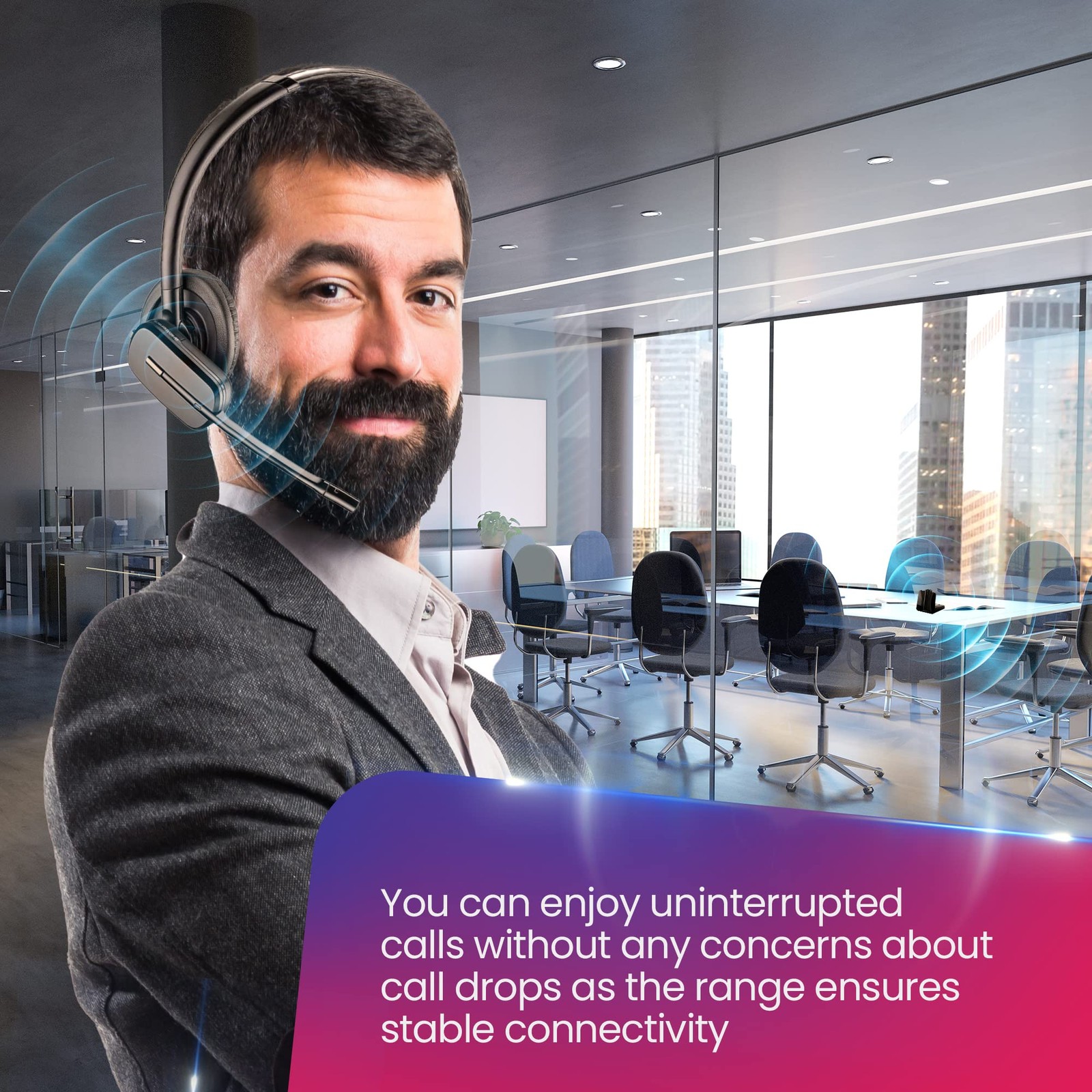 Global Teck Plantronics Compatible Wireless Headset Bundle EHS for Grandstream