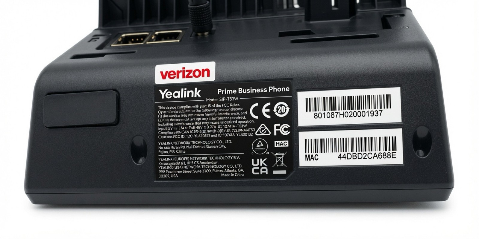 Yealink SIP-T53W Verizon Business VoIP Phone w/ Handset + Power Adapter + Cable