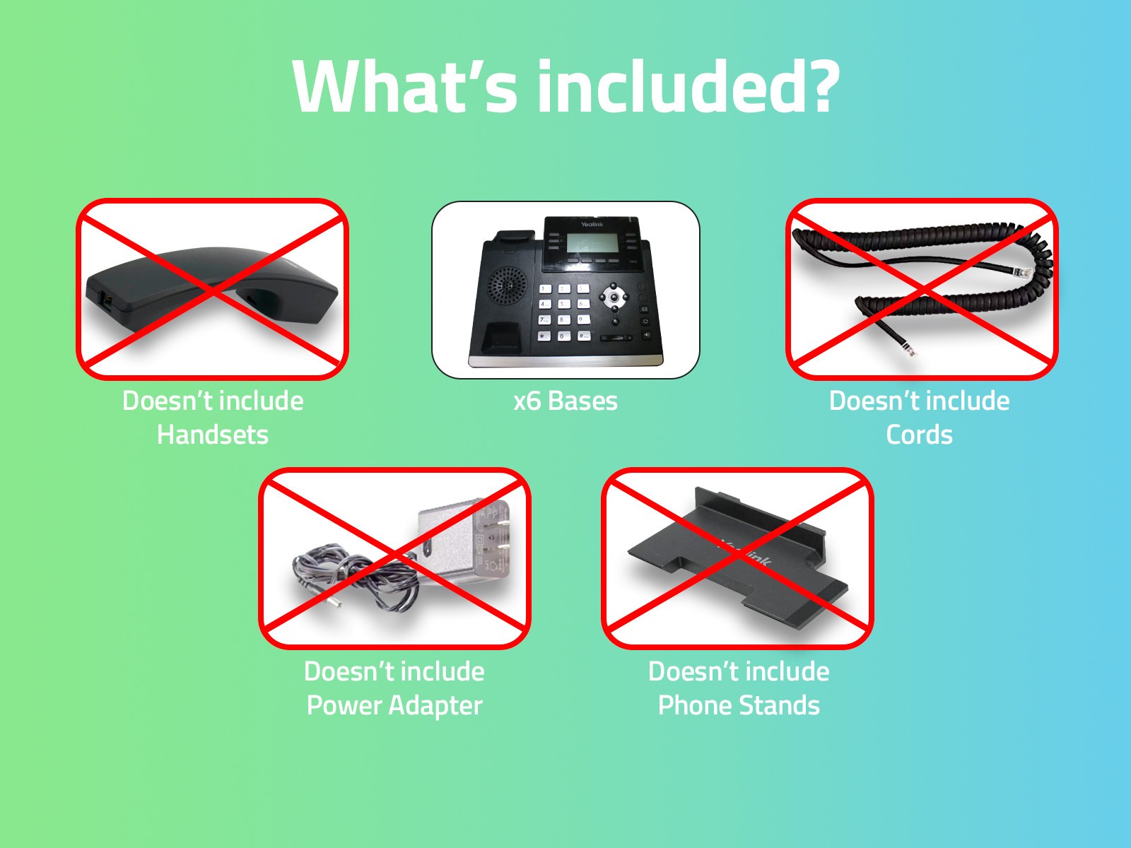 Lot of 6 Yealink SIP-T42S Ultra-elegant IP Phone Gigabit Business | BASES ONLY