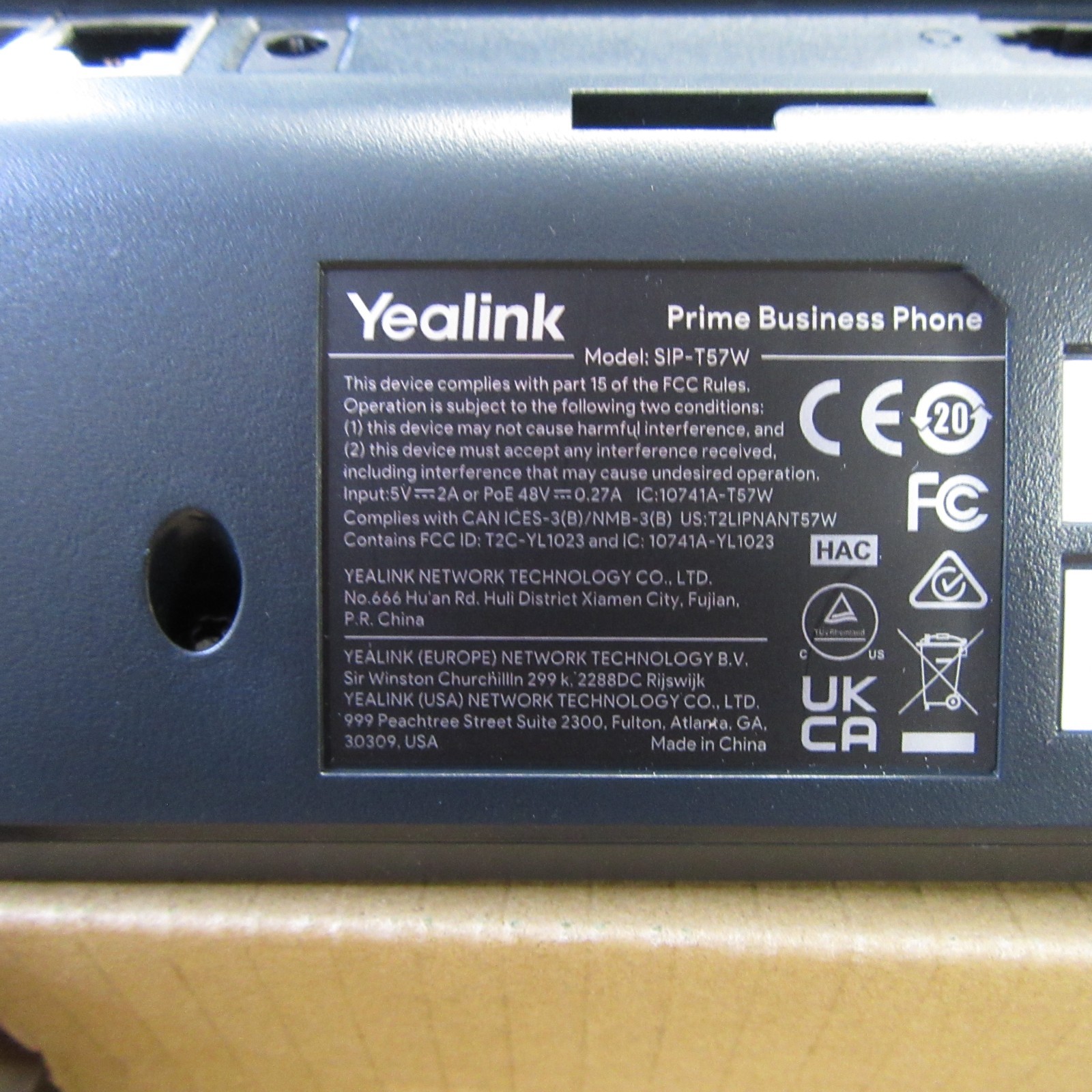 YeaLink SIP-T57W IP PoE Phone, Touch Screen, w/ Stand, Verizon Specific T12-C7