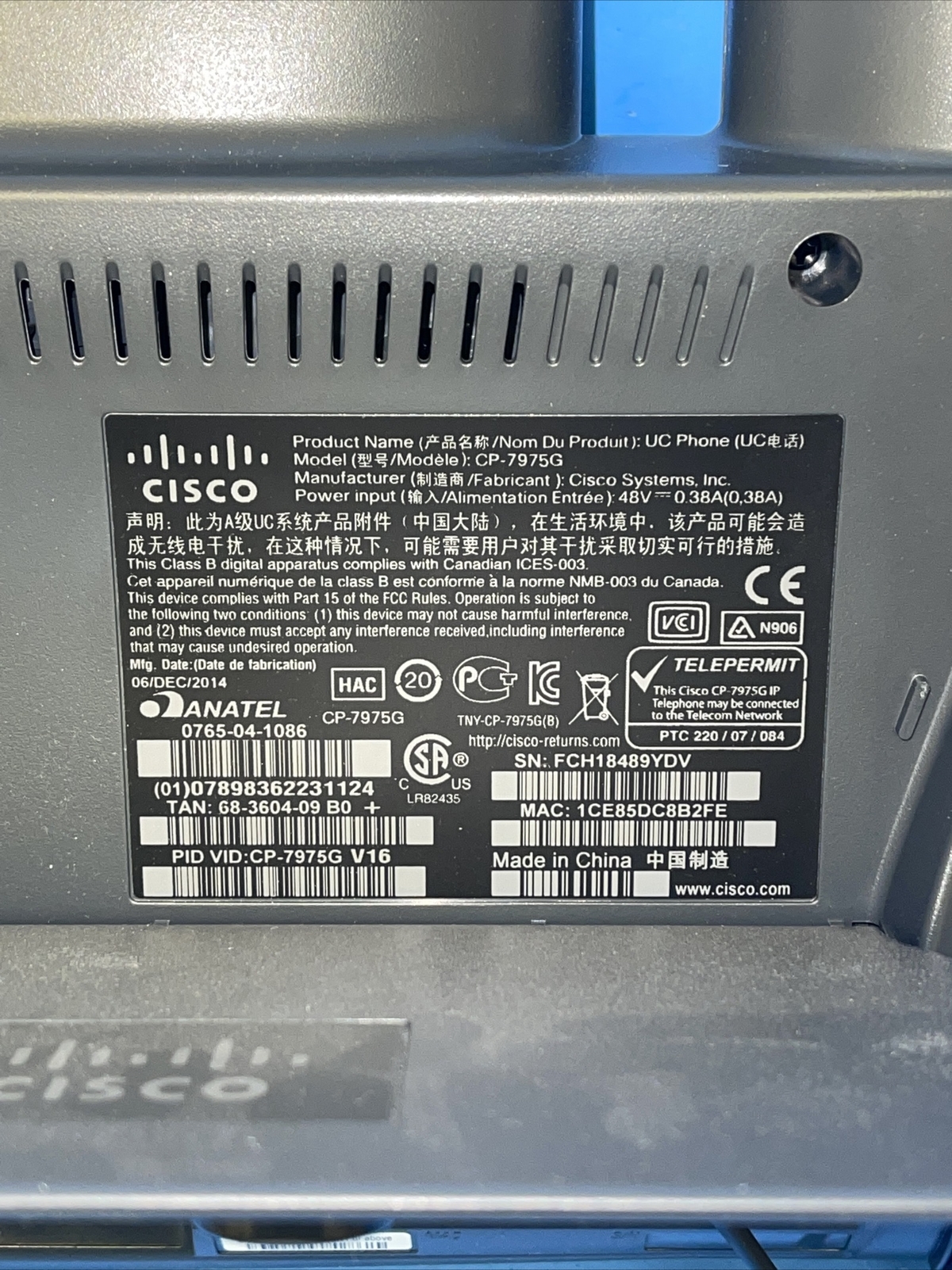 LOT OF 18 CISCO IP PHONE 7975/CP-7975G VOIP UC