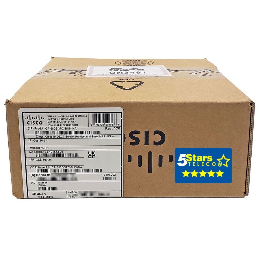 Cisco 6825 IP DECT Bundle with Multi-Cell Base (CP-6825-3PC-BUN-NA) – Brand New