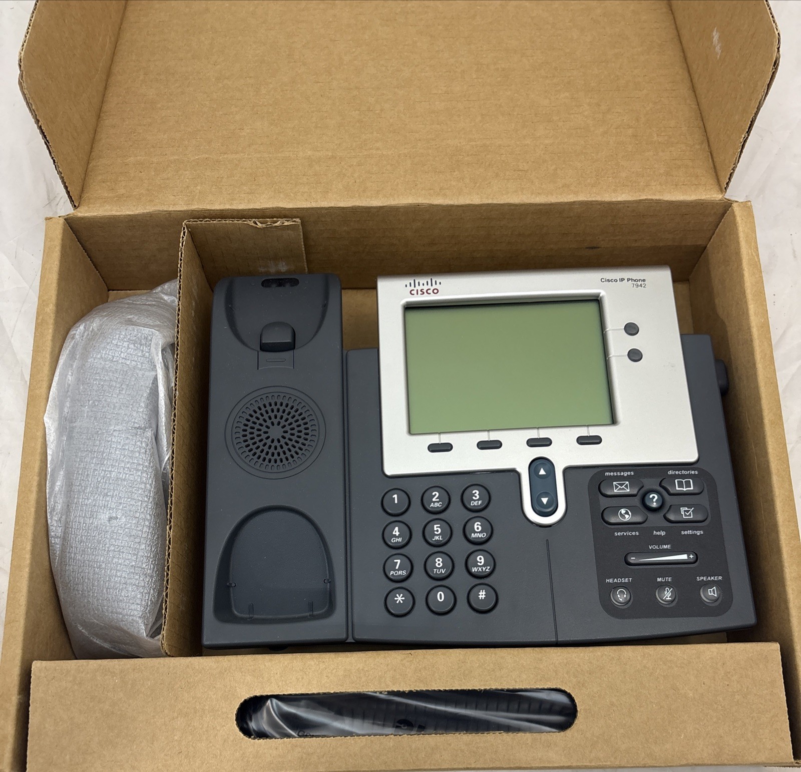 Cisco CP-7942G Unified IP VoIP Business Office Phone with Base and Handset
