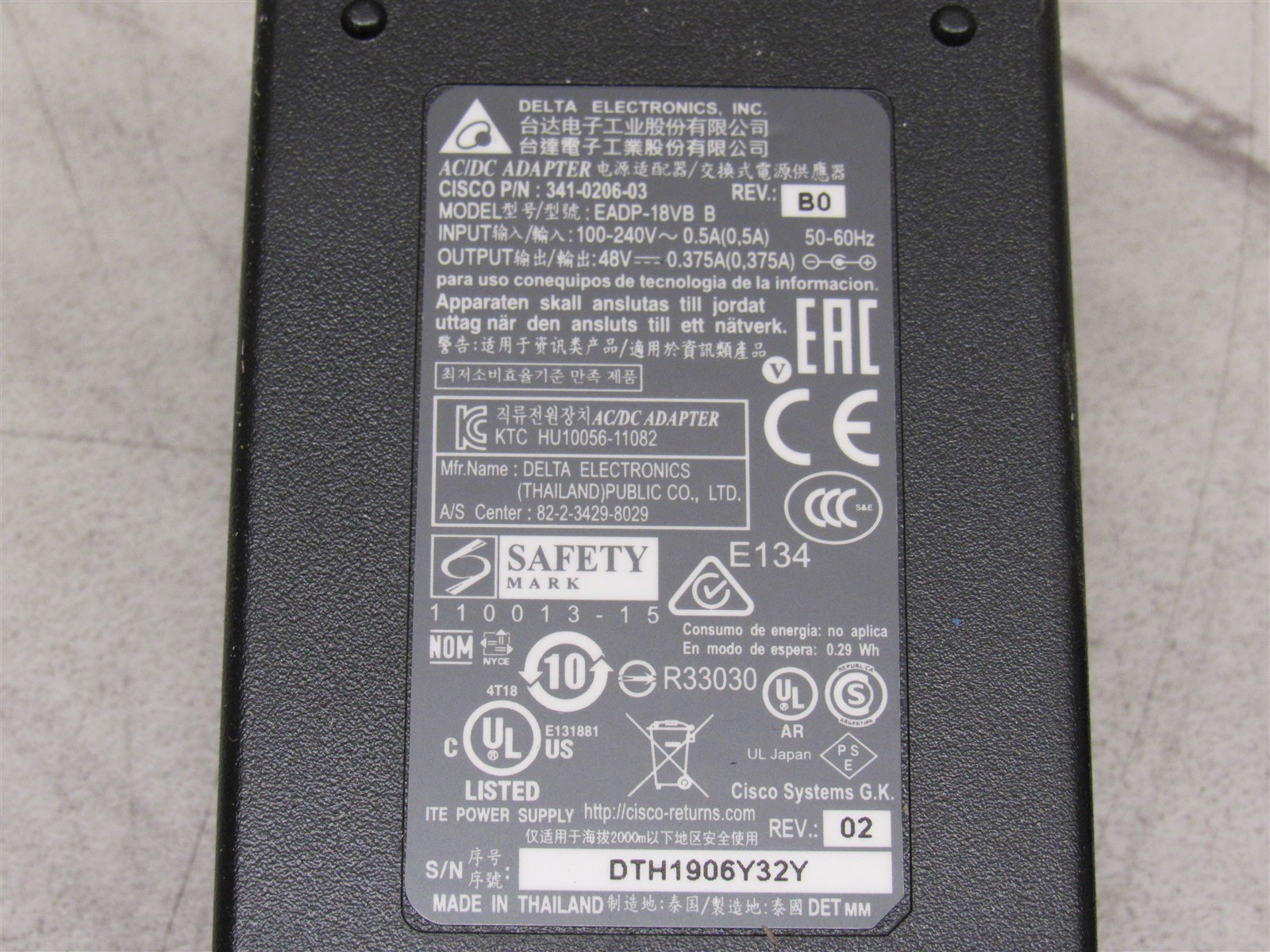 Lot of 10 Open Box Cisco/Delta 341-0206-03 IP Phone AC Adapter CP-PWR-CUBE-3=
