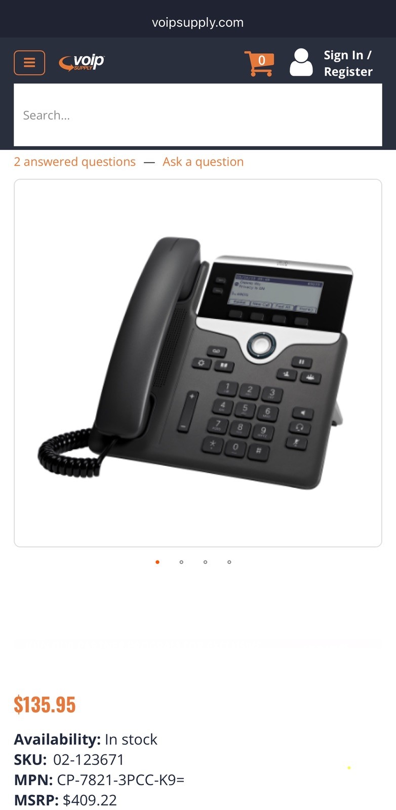 Brand New Cisco IP Phone 7821 MPP With P VoIP