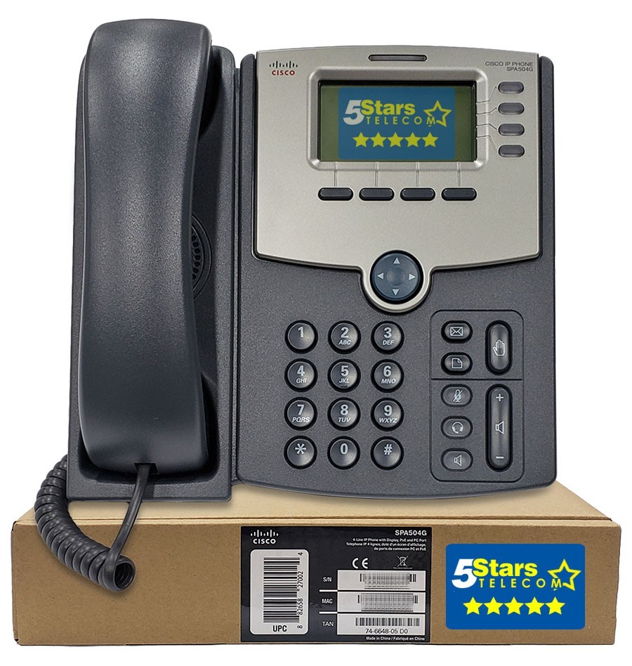 Cisco SPA504G 4-Line IP Phone – Brand New, 1 Year Warranty