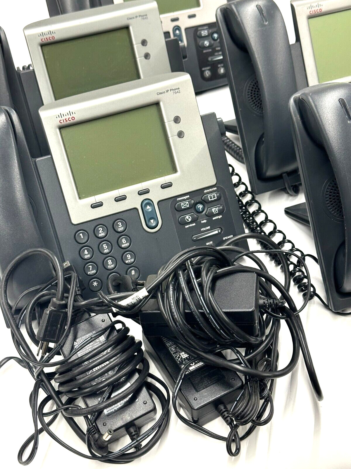 LOT OF 10* CISCO Unified CP-7942G VoIP PHONE 7942G IP Phone- with Power Adapter