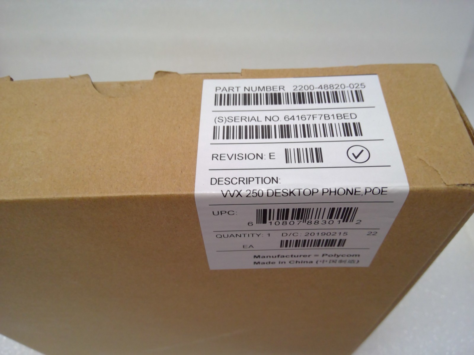 Polycom VVX 250 Desktop POE Phones 2200-48820-025