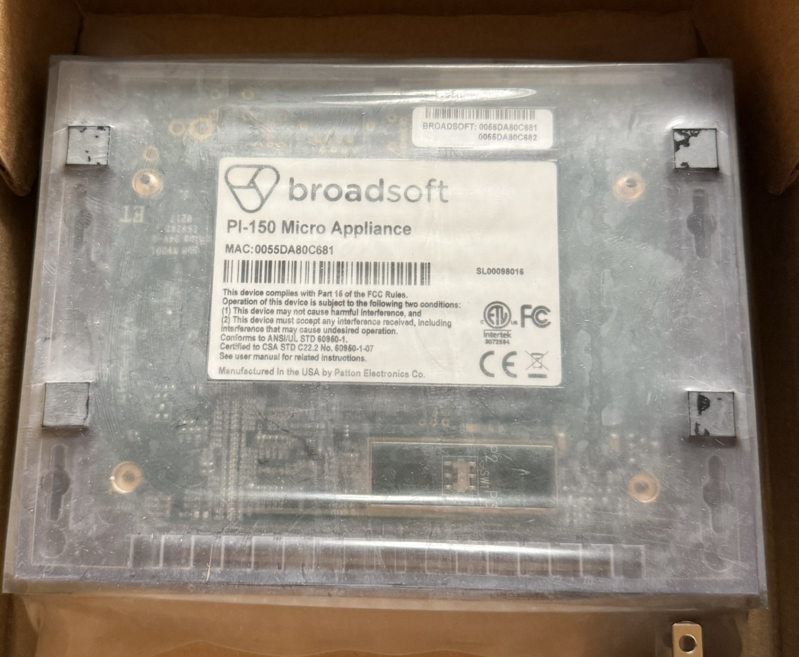 Broadsoft PI-150 Micro Appliance New In Box w/ Power Supply & Cat5e Cable