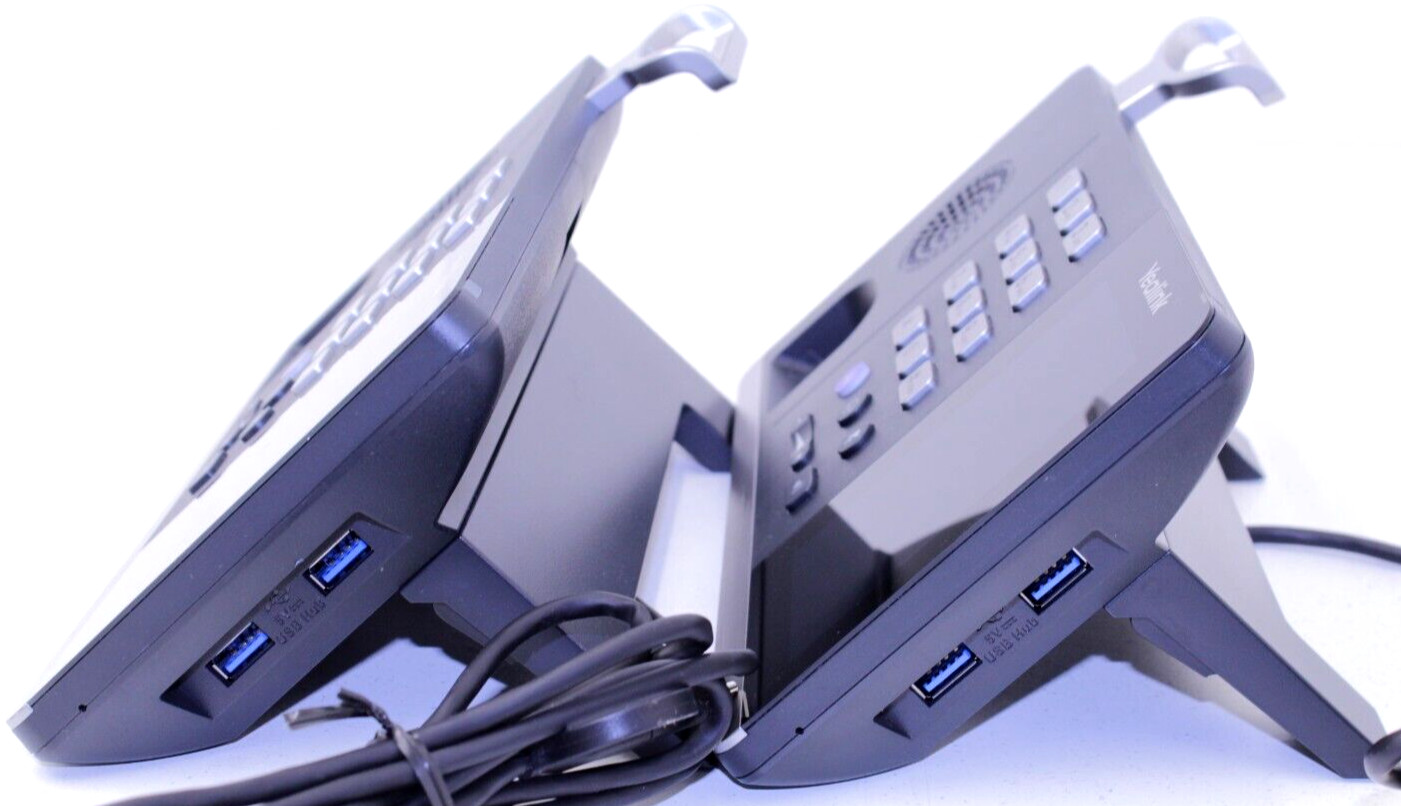 Lot of 2 Yealink MP50 USB Business Phones w/ Handsets, Power Adapters & Stands