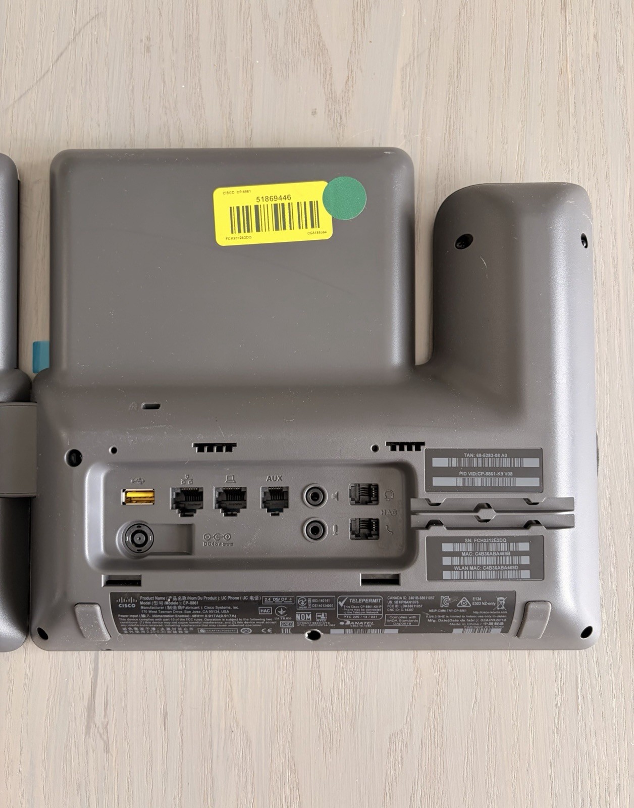 Cisco CP-8861 Phone w (2)CP-8800-A-KEM Key Expansion Module NO HANDSET&STAND(U17
