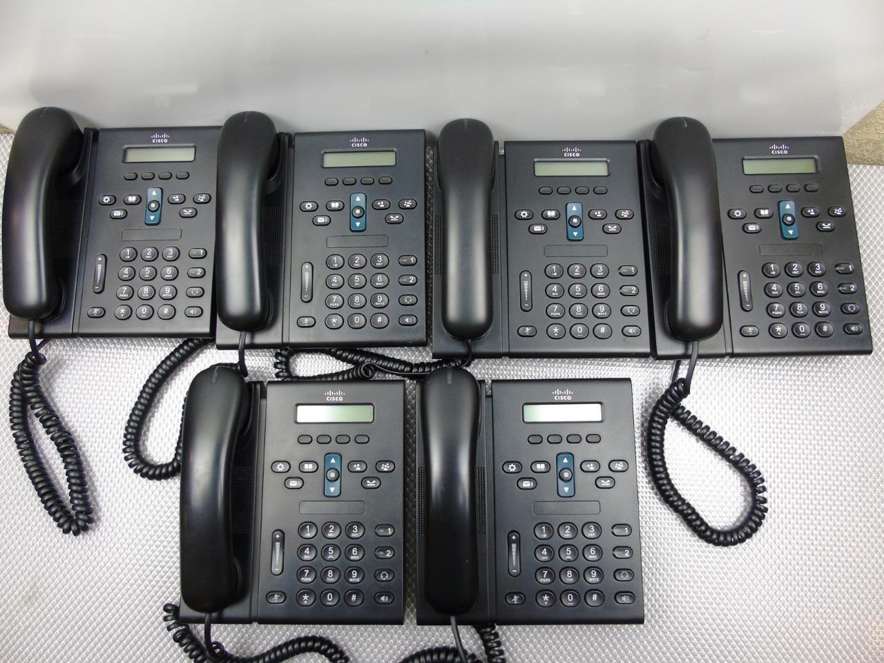 Lot of 6 – Cisco IP Phone CP-6921 CP-6921-C-K9 VOIP IP Phone w/ Handsets Black