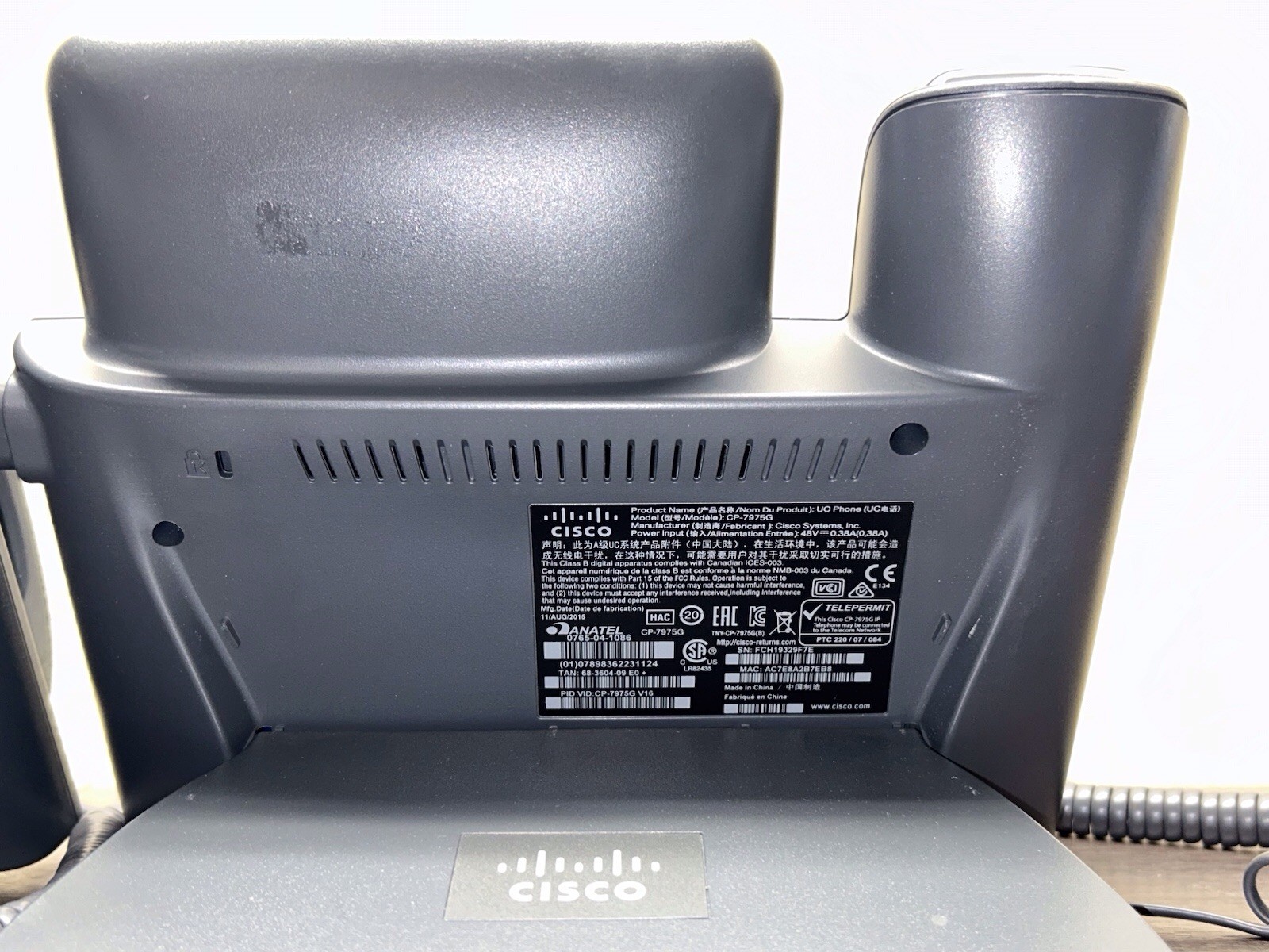 *LOT OF 6* CISCO CP-7975G VOIP IP OFFICE PHONES #D826