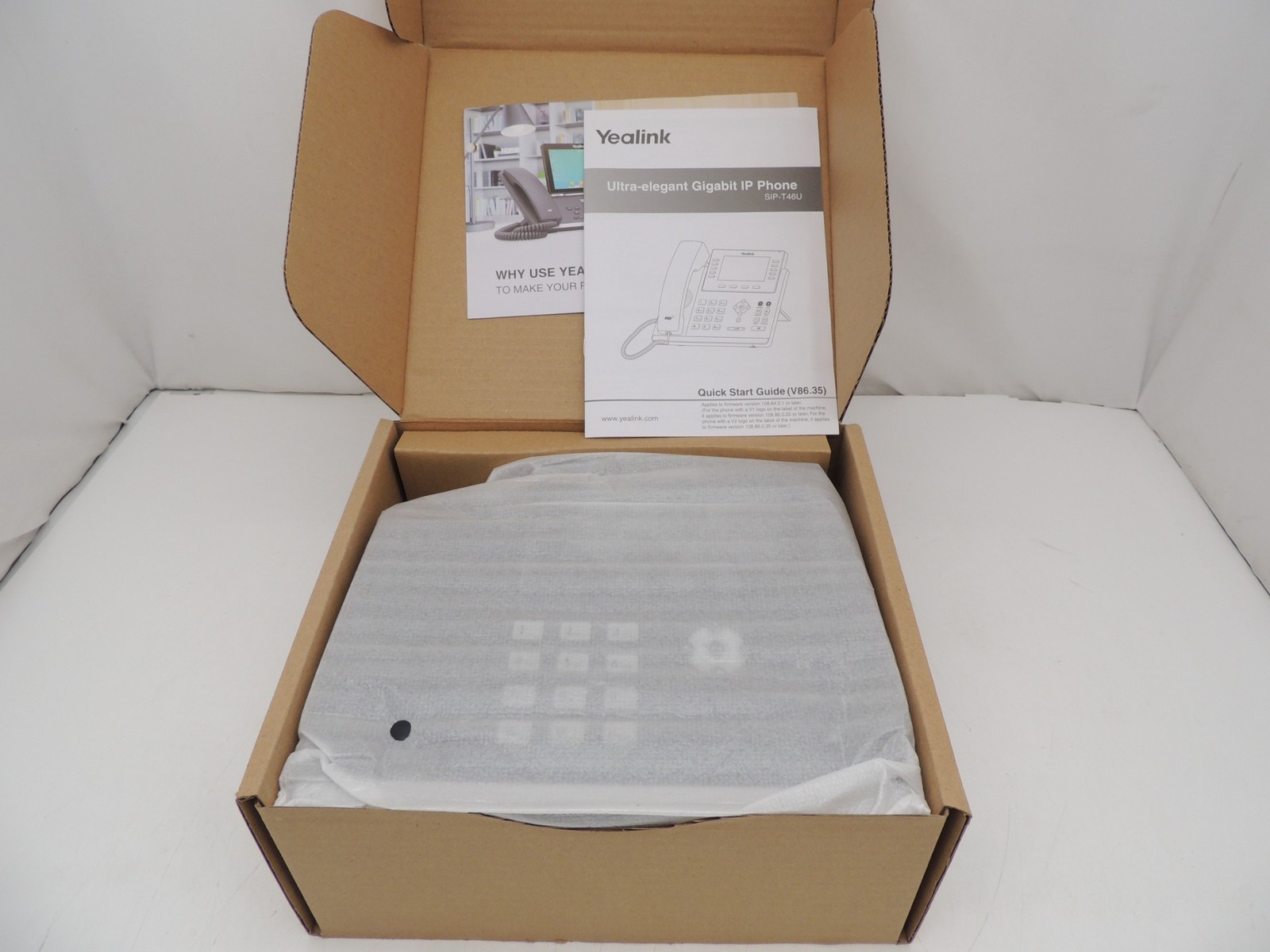 New in Box Yealink SIP-T46U Enhanced Gigabit POE IP Phone Complete