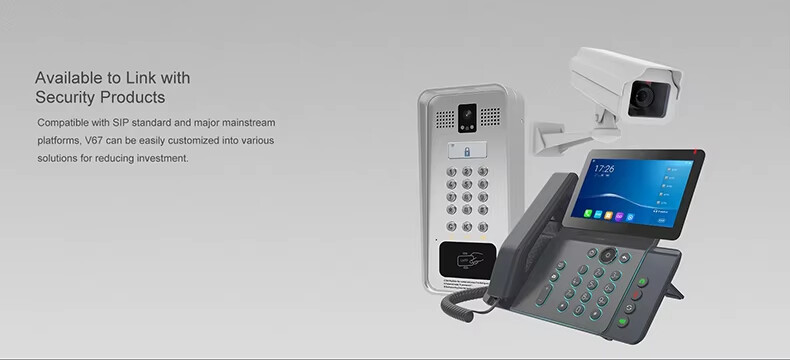 7 Inch 20 SIP Lines Hotel VoIP IP Phone with Video & Voice Intercom WiFi V67