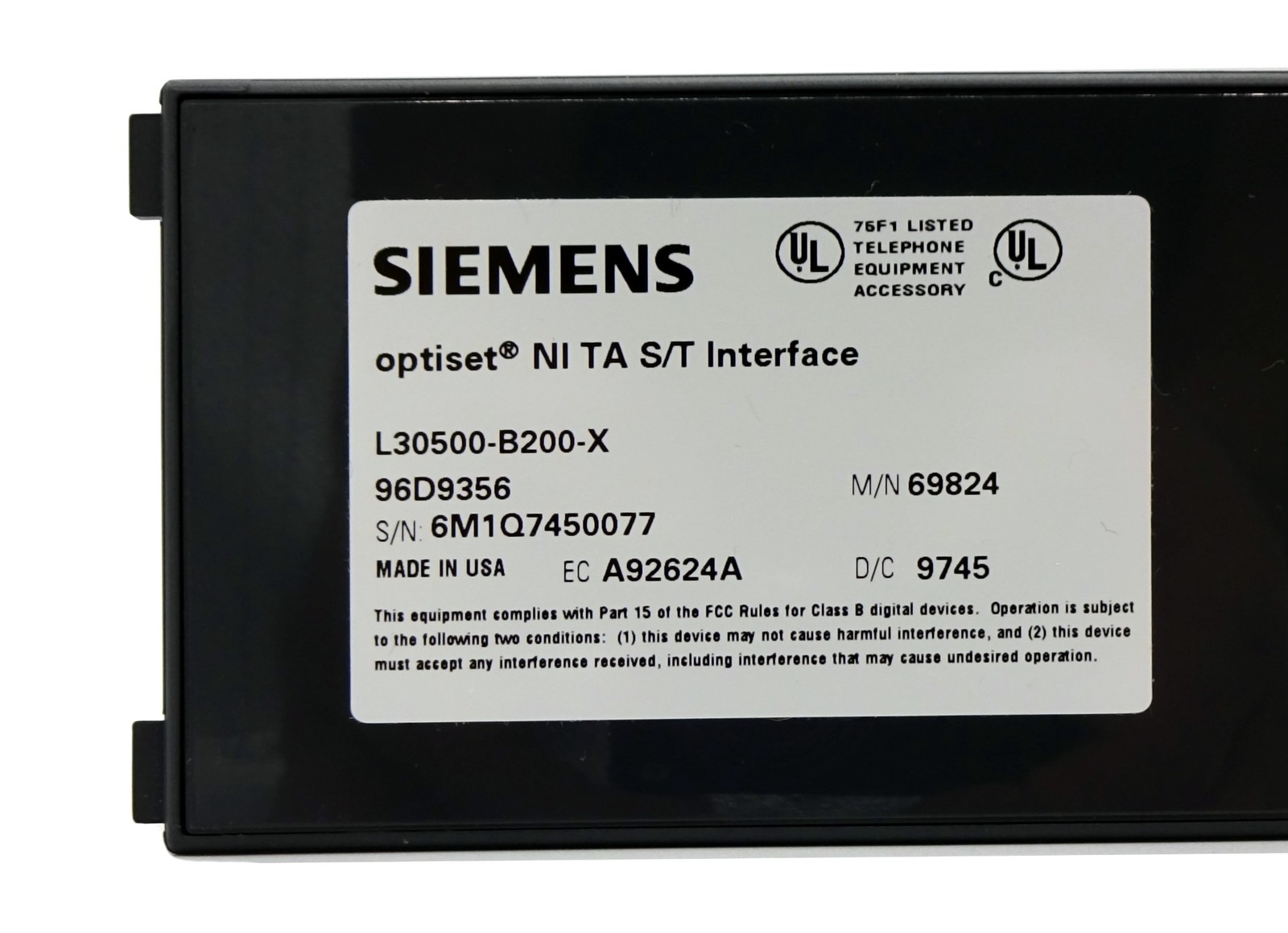 Siemens Optiset NI TA S/T Interface TAPI L30500-B200-X 96D9356 69824