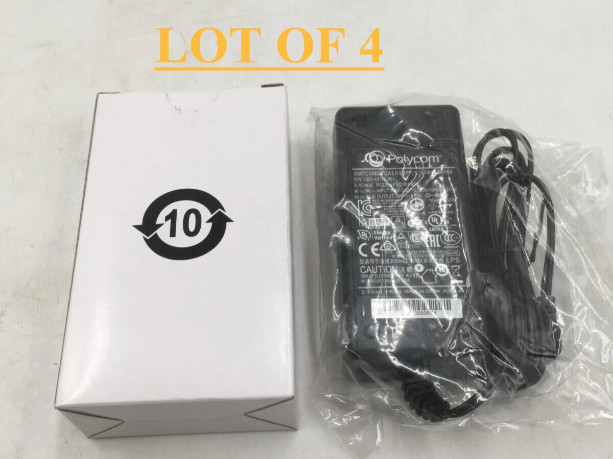 NEW LOT OF 4 Polycom PSC18U-480 48V 0.38A Power Supply – Free Shipping
