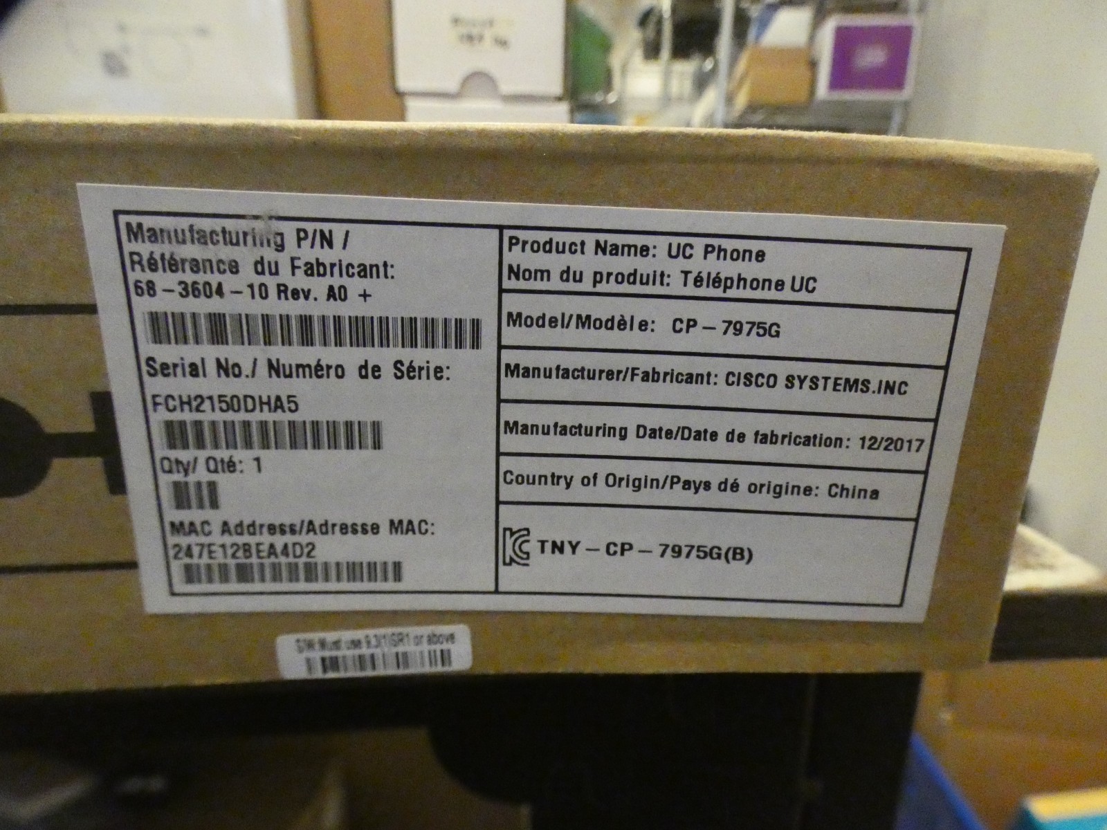 Cisco 7975G (CP-7975G=) 8 Line Color Display Unified IP Phone VoIP(S) Open Box