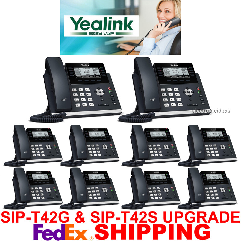 YEALINK SIP-T43U GIGABIT IP VOIP PHONE SYSTEM – 12-LINES – 10 TELEPHONES