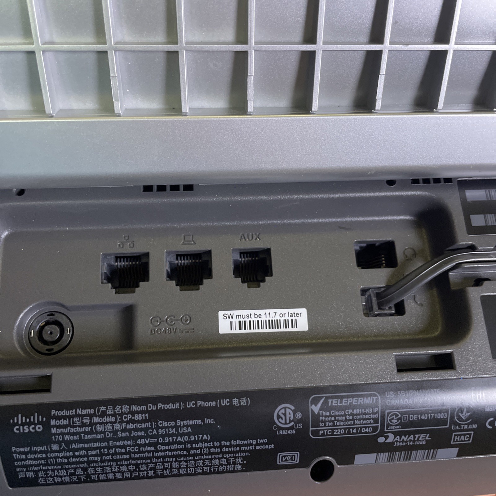 Cisco CP-8811-K9 IP VoIP Phone 8811 Series Phone NO POWER CORD!