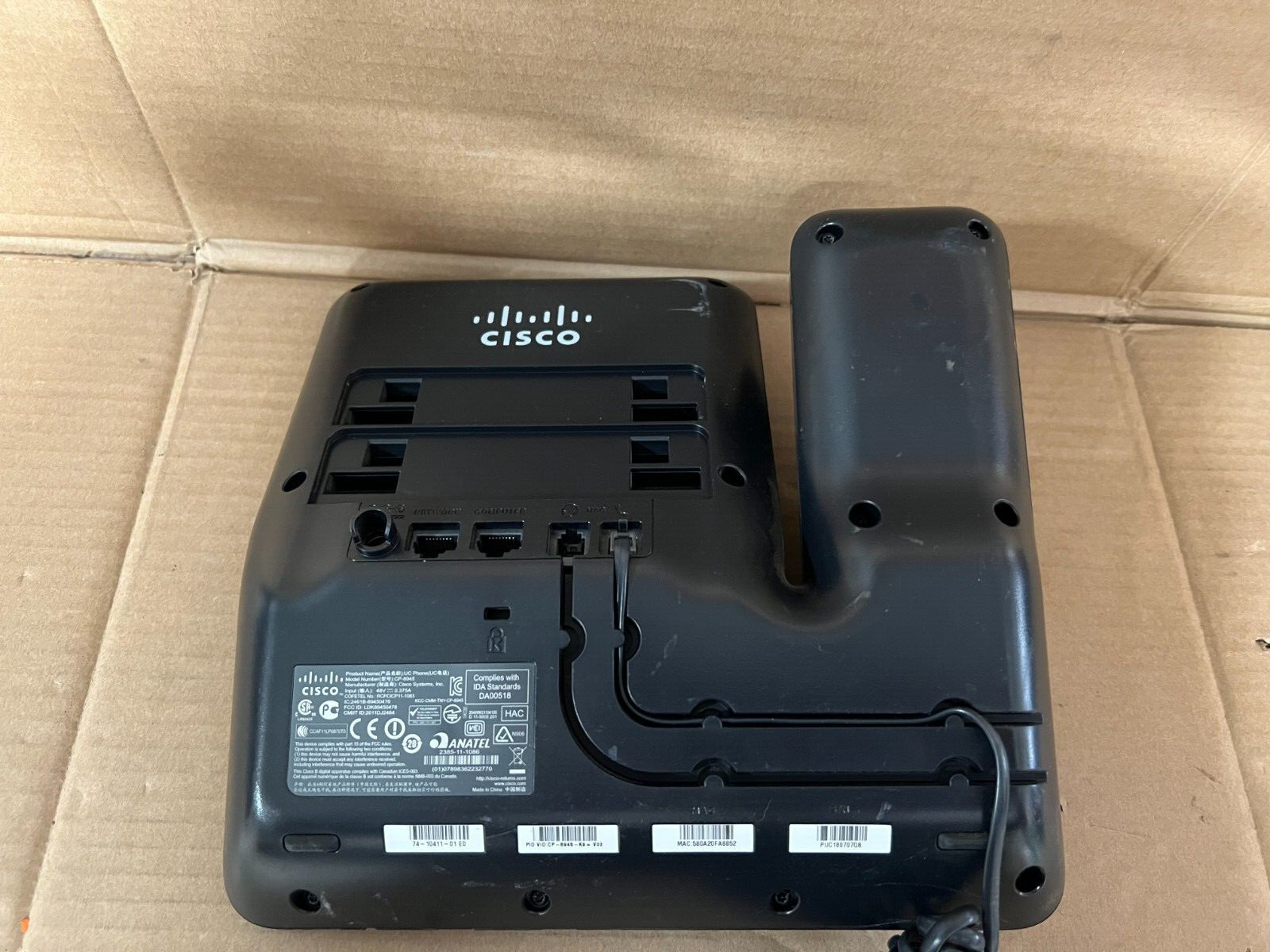 Cisco CP-8945- IP Video Conference Phone w/ Stand Handset Cable
