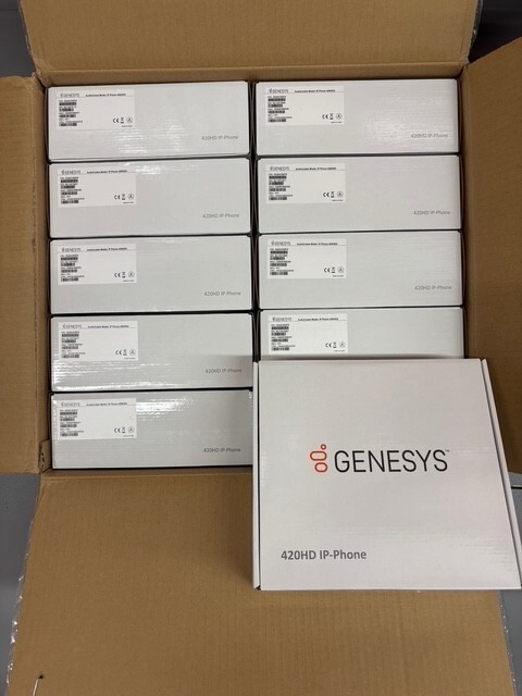 Lot of 10 New Genesys AudioCodes 420HDG IP Phones – 420HD – VoIP Gigabit – NIB