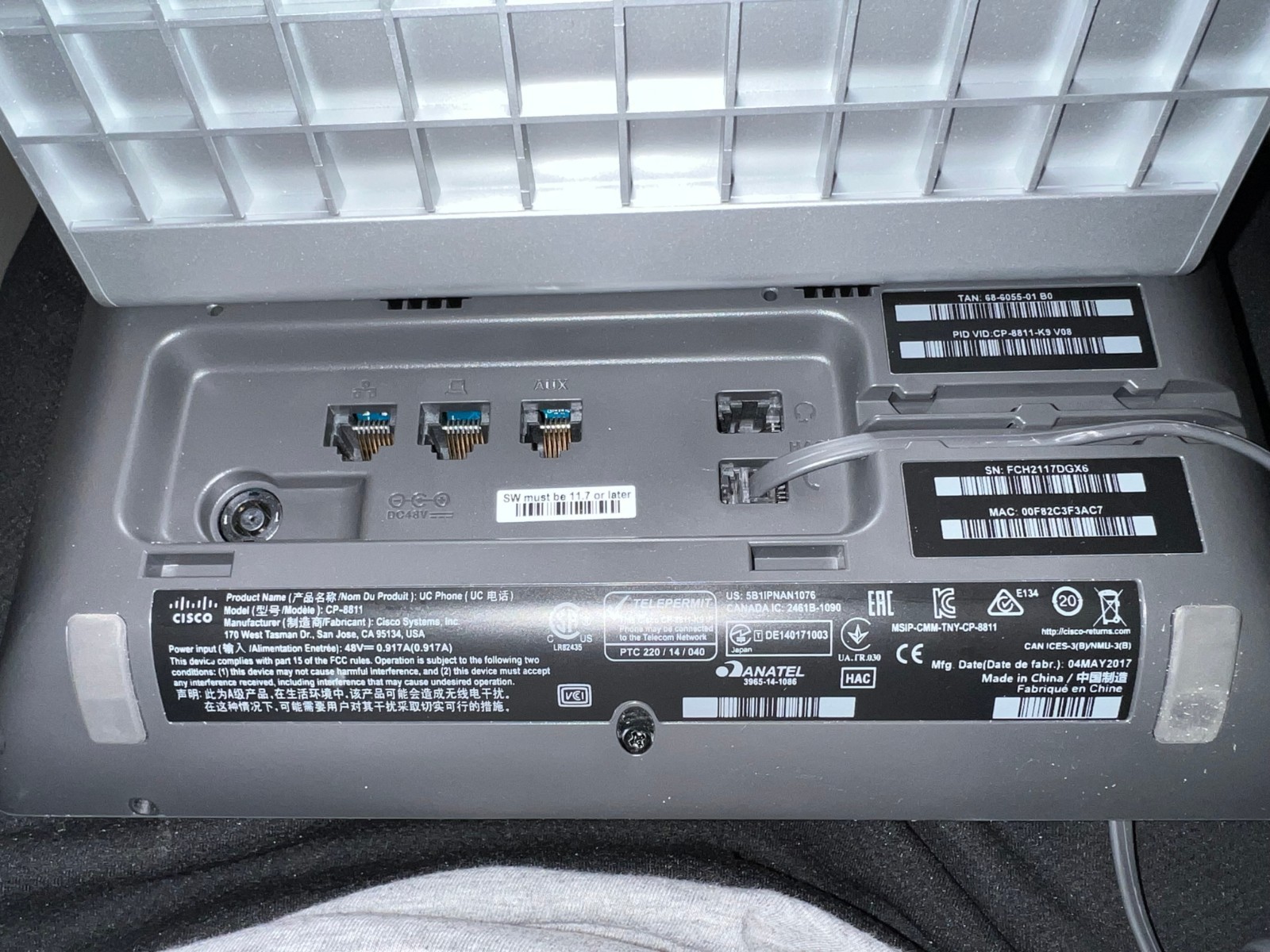Combination of 1 “Cisco CP-8811-K9” V08, and 1 Cisco “CP-8851-K9” V11