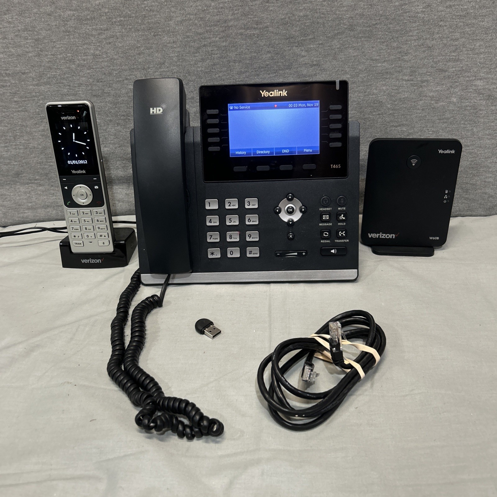 Yealink SIP-T46S Black Gigabit IP Phone W/ W56HB Handset And W60B IP Base