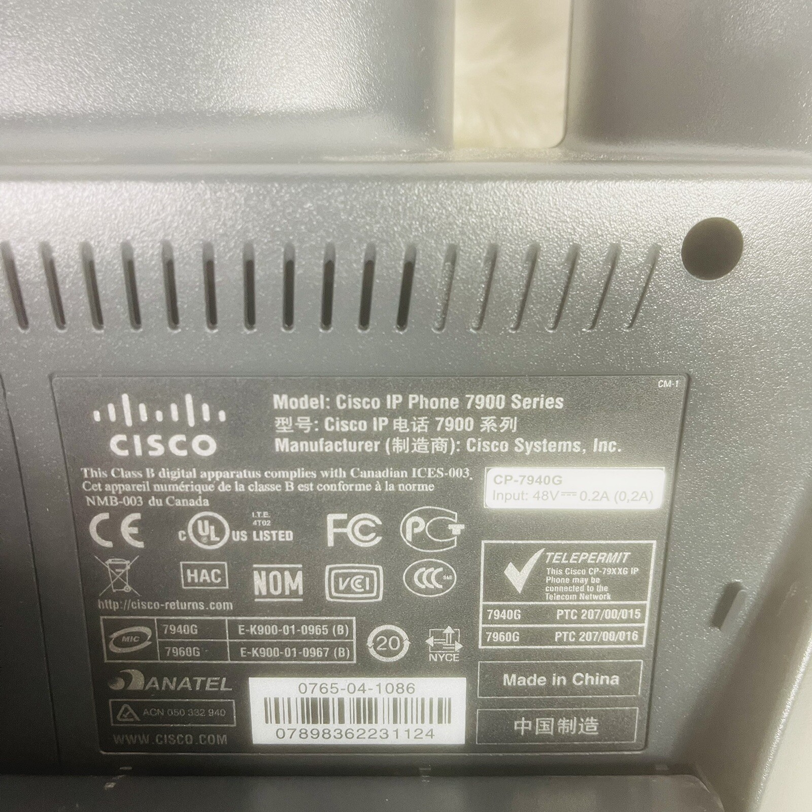 Cisco CP-7940G Charcoal IP Display Speakerphone – Headset