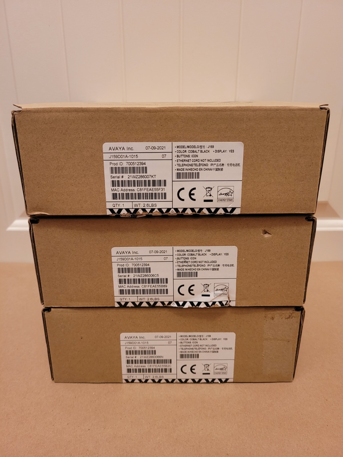 Avaya- Model J159- Corded Gigabit IP Phone- Black- New Old Stock- Lot Of 3!